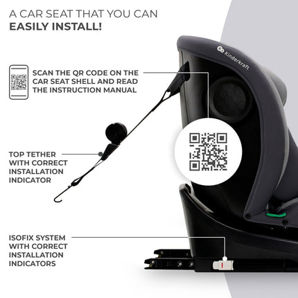 Kindekraft Car Seat I-GROW with QR manual and ISOFIX system