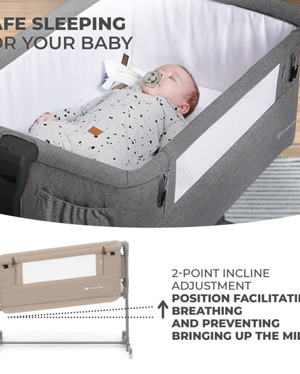 Safe sleeping in Kinderkraft Baby Cot NESTE GROW with incline adjustment for baby's health and comfort.