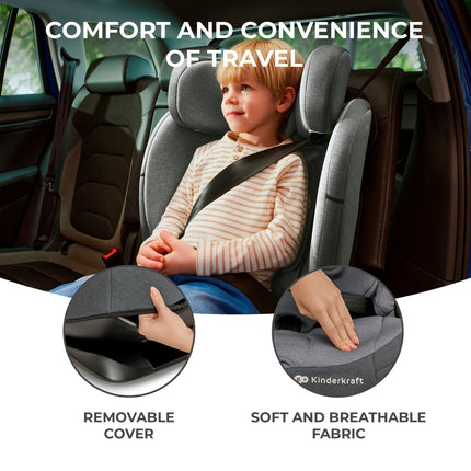 Kinderkraft Car Seat ONETO3 emphasizing comfort with soft, breathable fabric