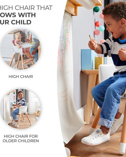 Child drawing while sitting in adjustable Kinderkraft High Chair SIENNA