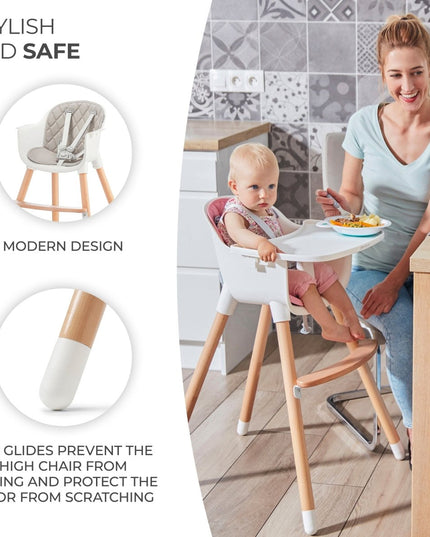 Modern Kinderkraft High Chair SIENNA with protective floor glides