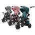 Kinderkraft Tricycle Easytwist in teal, pink, and gray colors with adjustable features for growing toddlers.