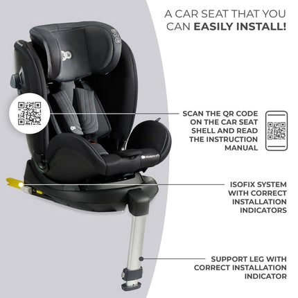 Kinderkraft Car Seat XRIDER with ISOFIX system and QR code for manual