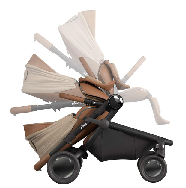 Mima Creo Stroller Macha reclining positions illustrating adjustable backrest for maximum child comfort.