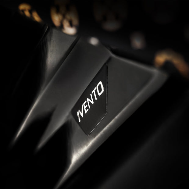 Close-up of the IVENTO logo on the Kunert Stroller IVENTO chassis, emphasizing quality