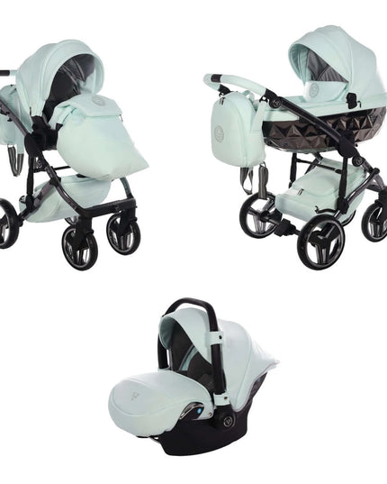 Junama Diamond Stroller Hand Craft in Pistachio, Combo: 3 IN 1 (Includes Car Seat) by KIDZNBABY