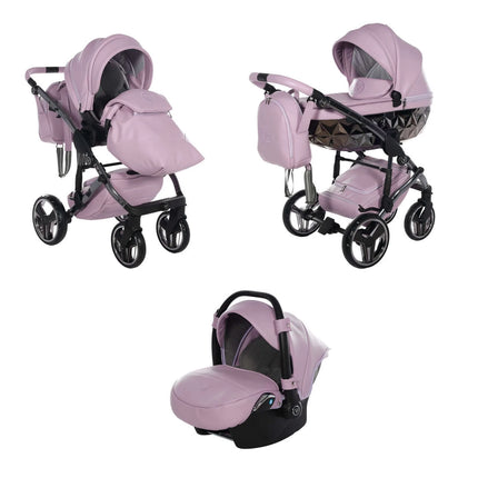 Junama Diamond Stroller Hand Craft in Violet, Combo: 3 IN 1 (Includes Car Seat) by KIDZNBABY