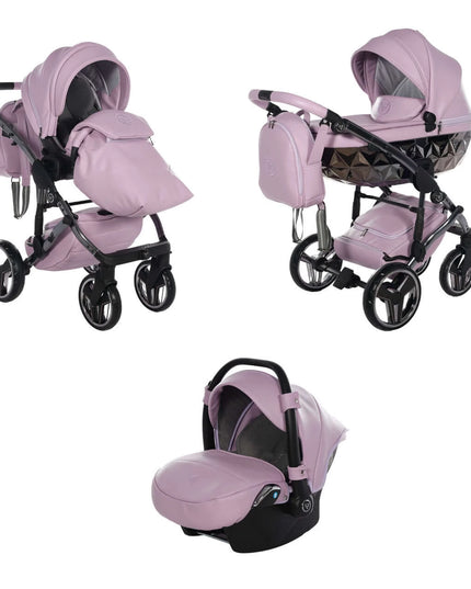 Junama Diamond Stroller Hand Craft in Violet, Combo: 3 IN 1 (Includes Car Seat) by KIDZNBABY