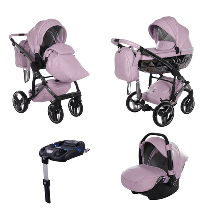 Junama Diamond Stroller Hand Craft in Violet, Combo: 4 IN 1 (Includes Car Seat + Isofix Base) by KIDZNBABY