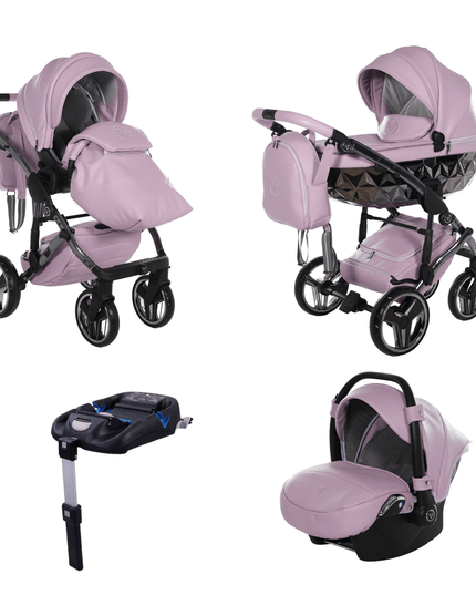 Junama Diamond Stroller Hand Craft in Violet, Combo: 4 IN 1 (Includes Car Seat + Isofix Base) by KIDZNBABY