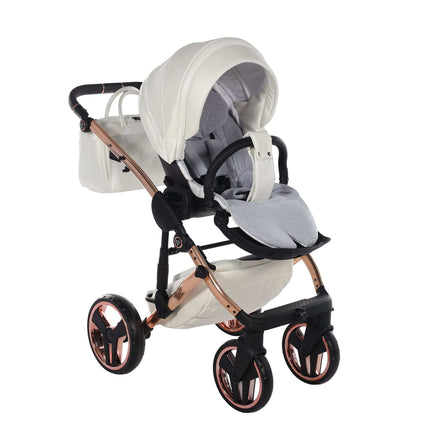 Junama Diamond Stroller Fluo V3 Glossy in White And Rose Gold by KIDZNBABY