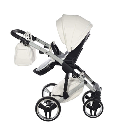 Junama Diamond Fluo V3 Glossy Stroller Color: Fluo V3 Satin Silver Combo: 2 IN 1 KIDZNBABY