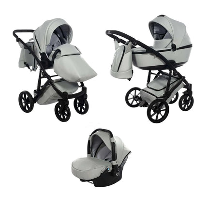 Junama Diamond Space Eco-Leather V2 Stroller Color: Space Eco Leather Gray Combo: 3 IN 1 (Includes Car Seat) KIDZNBABY