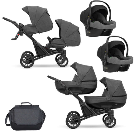Kunert Booster Twin Stroller Color: Booster Graphite Choose Package: 3 IN 1 (Includes Car Seat) KIDZNBABY