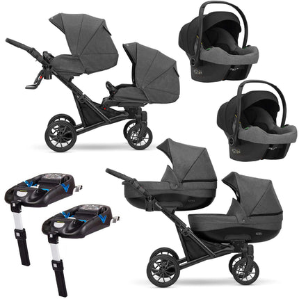 Kunert Booster Twin Stroller Color: Booster Graphite Choose Package: 4 IN 1 (Includes Car Seat + ISOFIX Base) KIDZNBABY