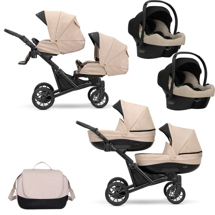Kunert Booster Twin Stroller Color: Booster Cream Choose Package: 3 IN 1 (Includes Car Seat) KIDZNBABY