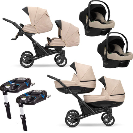 Kunert Booster Twin Stroller Color: Booster Cream Choose Package: 4 IN 1 (Includes Car Seat + ISOFIX Base) KIDZNBABY