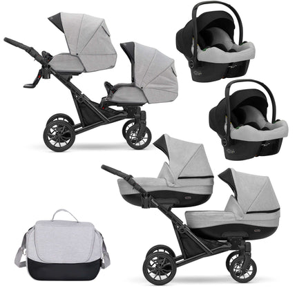 Kunert Booster Twin Stroller Color: Booster Gray Choose Package: 3 IN 1 (Includes Car Seat) KIDZNBABY