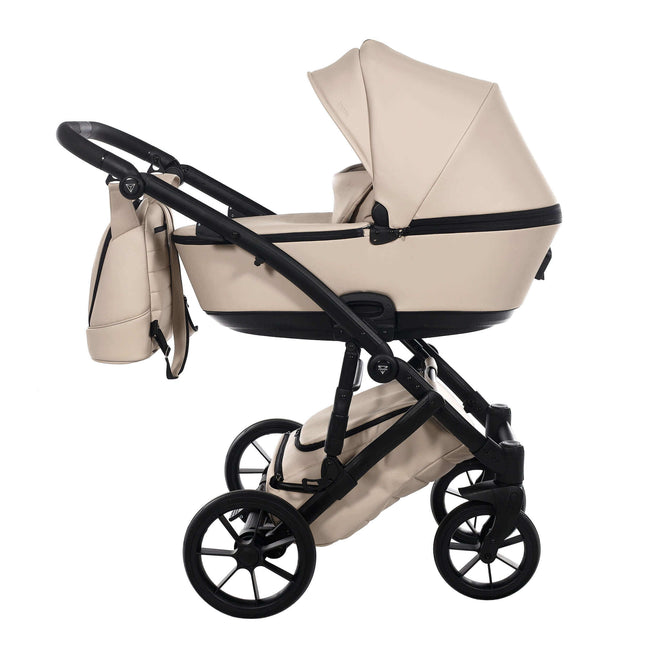 Junama Diamond Stroller Space Eco-Leather V2 in Beige by with Black Frame KIDZNBABY