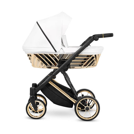 Kunert Ivento Glam Stroller Color: Ivento Glam White Pearl Frame Color: Golden Frame Combo: 2 IN 1 KIDZNBABY