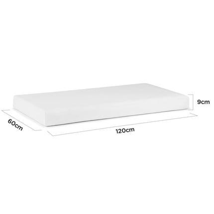 White mattress dimensions compatible with Kinderkraft Baby Cot MIA.