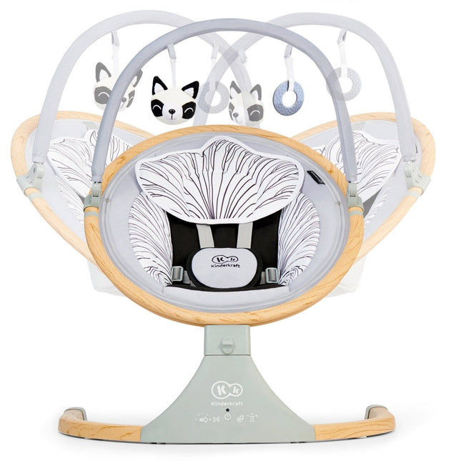 Front view of Kinderkraft Bouncer LUMI with mobile toys.