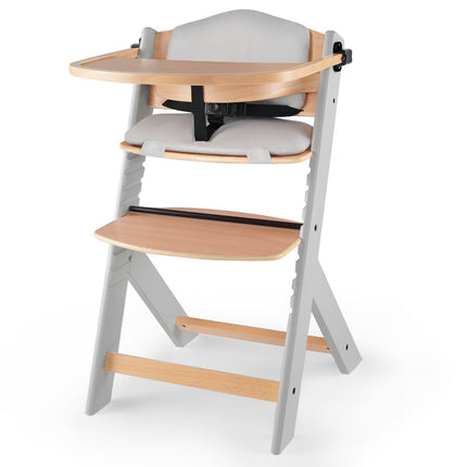 Kinderkraft High Chair ENOCK + Pillow in Grey + Wood by KIDZNBABY