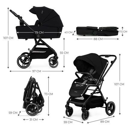 Kinderkraft Stroller YOXI 2 IN 1 in Pure Black by KIDZNBABY