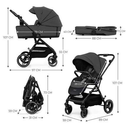 Kinderkraft Stroller YOXI 2 IN 1 in Moonlight Grey by KIDZNBABY