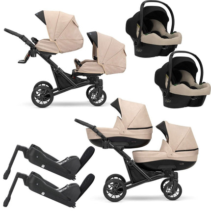 Kunert Booster Twin Stroller Beige 4 IN 1 (Including Car Seat and ISOFIX Base)