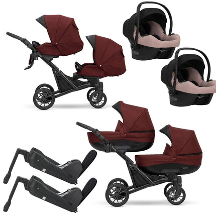 Kunert Booster Twin Stroller Red 4 IN 1 (Including Car Seat and ISOFIX Base)