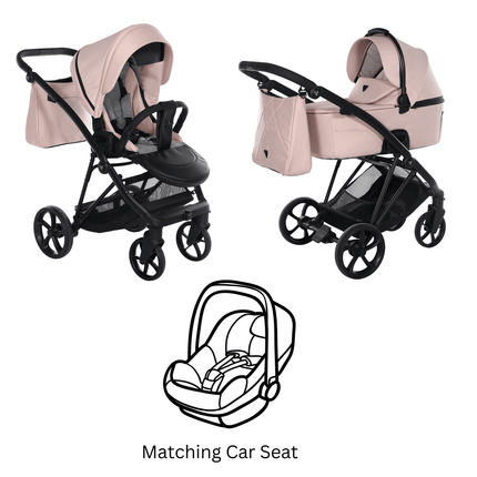 Junama Diamond Air V3 Stroller Color Pink: Air V3 Gray Combo: 4 IN 1 (Includes Car Seat + ISOFIX Base) KIDZNBABY
