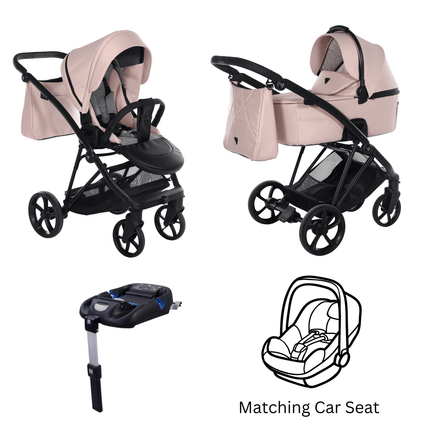 Junama Diamond Air V3 Stroller Color: Air V3 Pink Combo: 4 IN 1 (Includes Car Seat + ISOFIX Base) KIDZNBABY